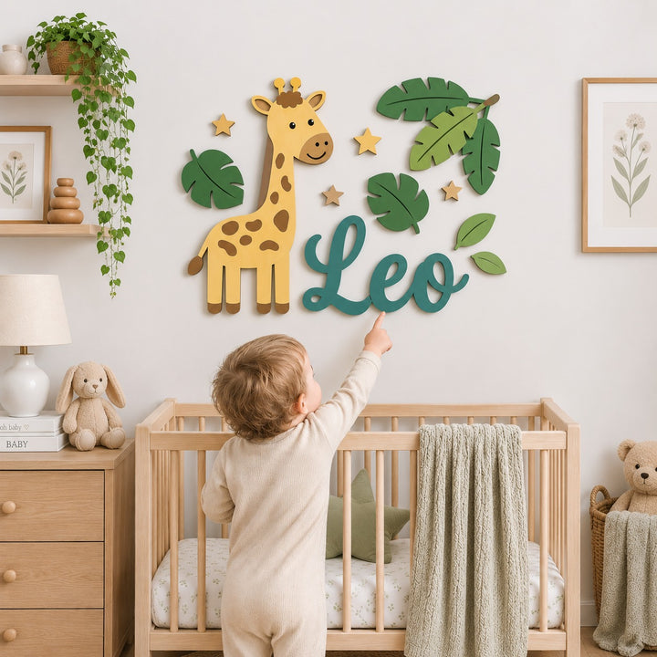 Personalised Wooden Nursery Name Sign – Cute Animal Themes