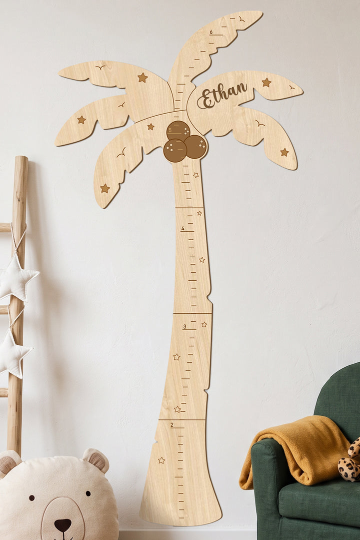 Personalised Wooden Palm Tree Growth Chart for Kids