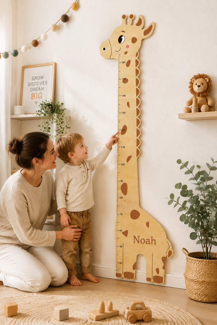 Personalised Wooden Giraffe Height Growth Chart for Kids