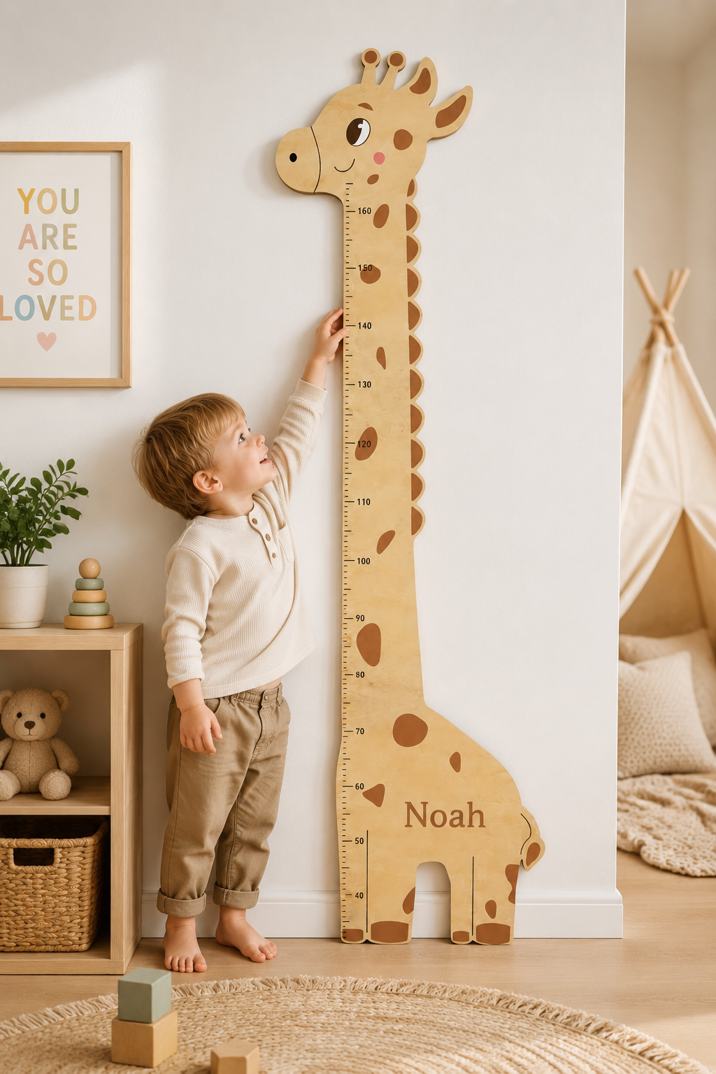Personalised Wooden Giraffe Height Growth Chart for Kids