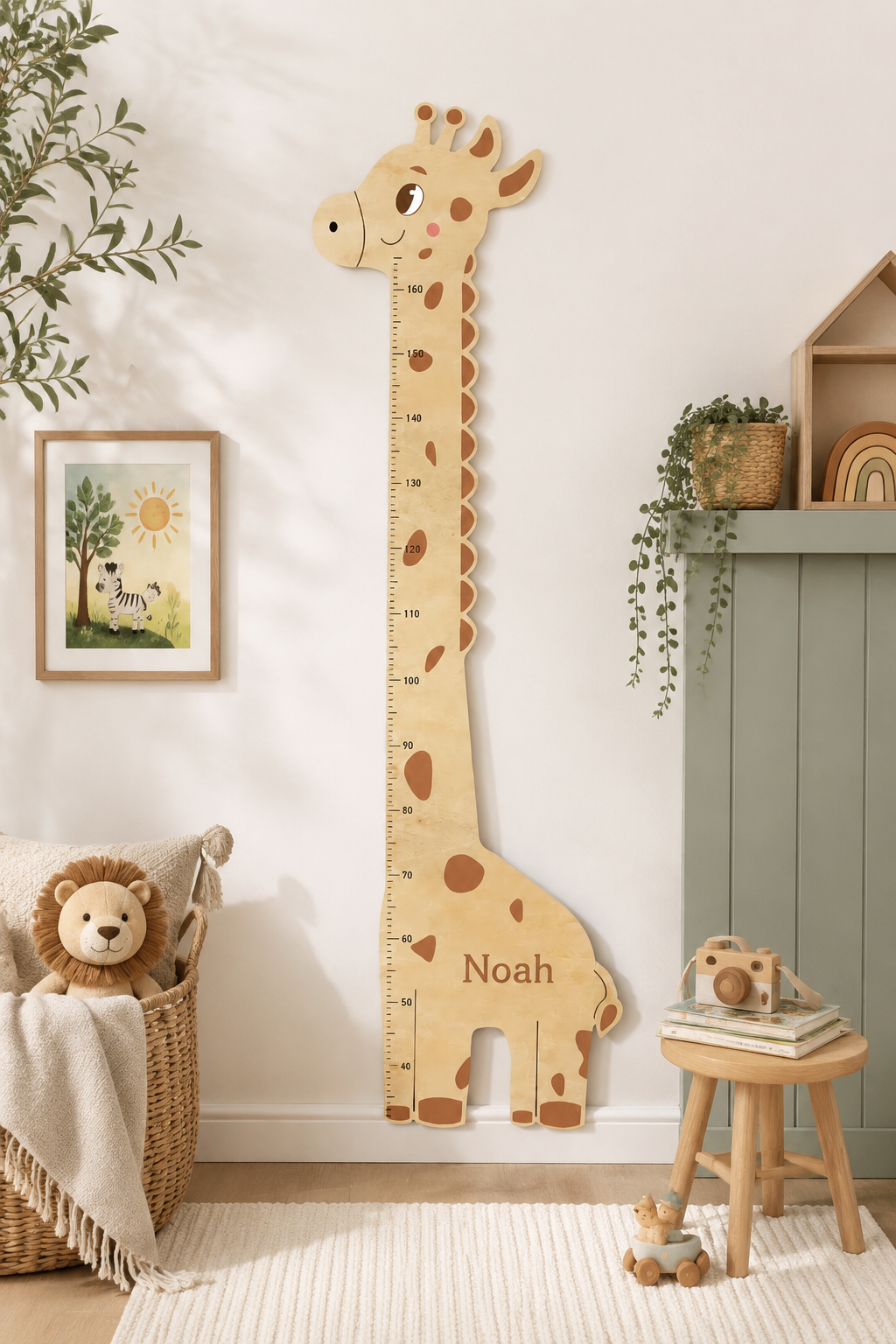 Personalised Wooden Giraffe Height Growth Chart for Kids