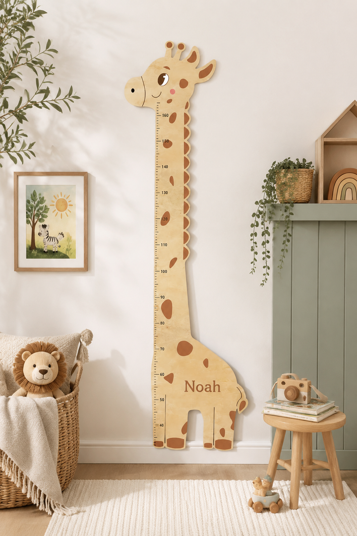Personalised Wooden Giraffe Height Growth Chart for Kids