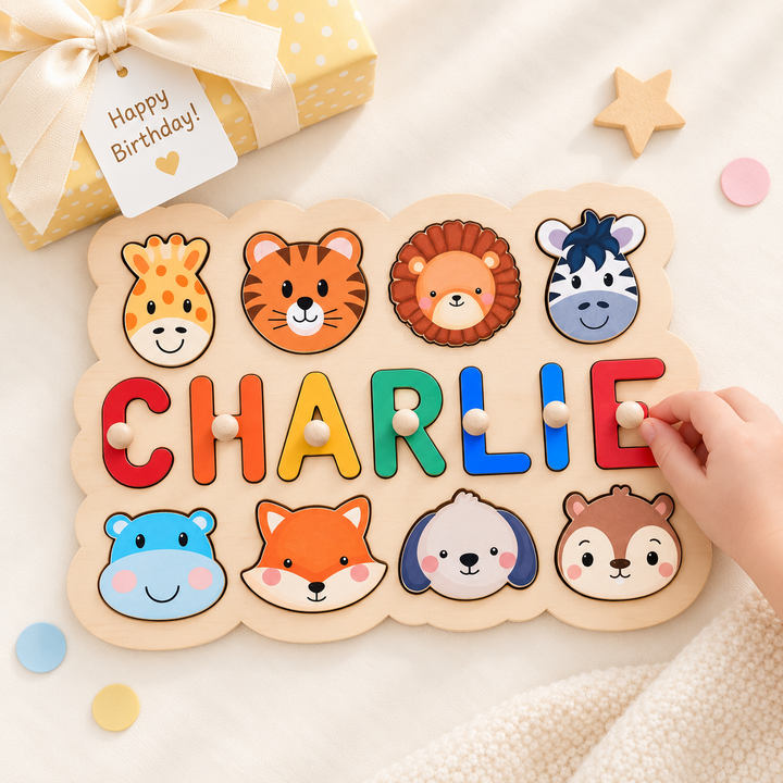 Personalised Wooden Baby Name Puzzle - Outlines