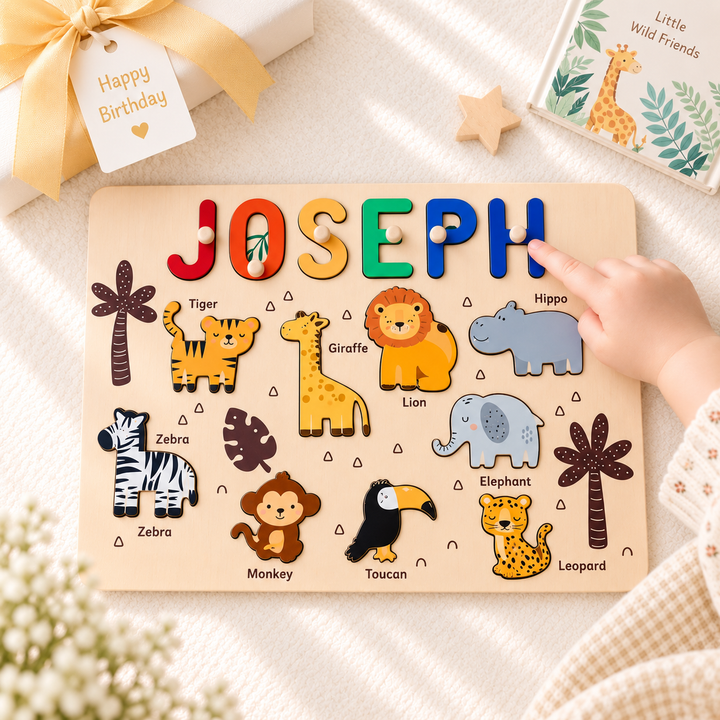 Personalised Jungle Animal Name Puzzle