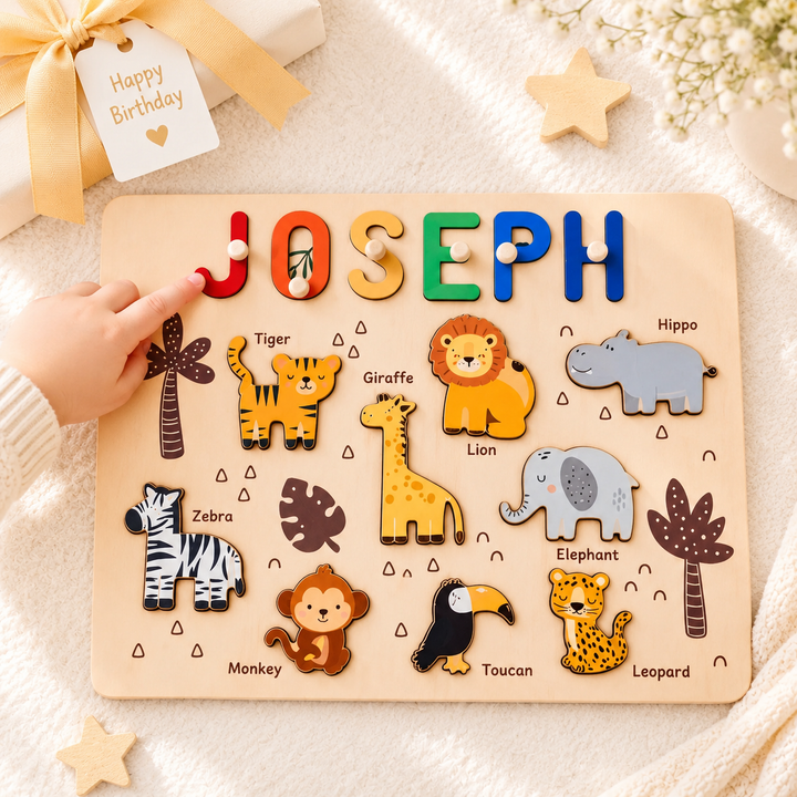 Personalised Jungle Animal Name Puzzle
