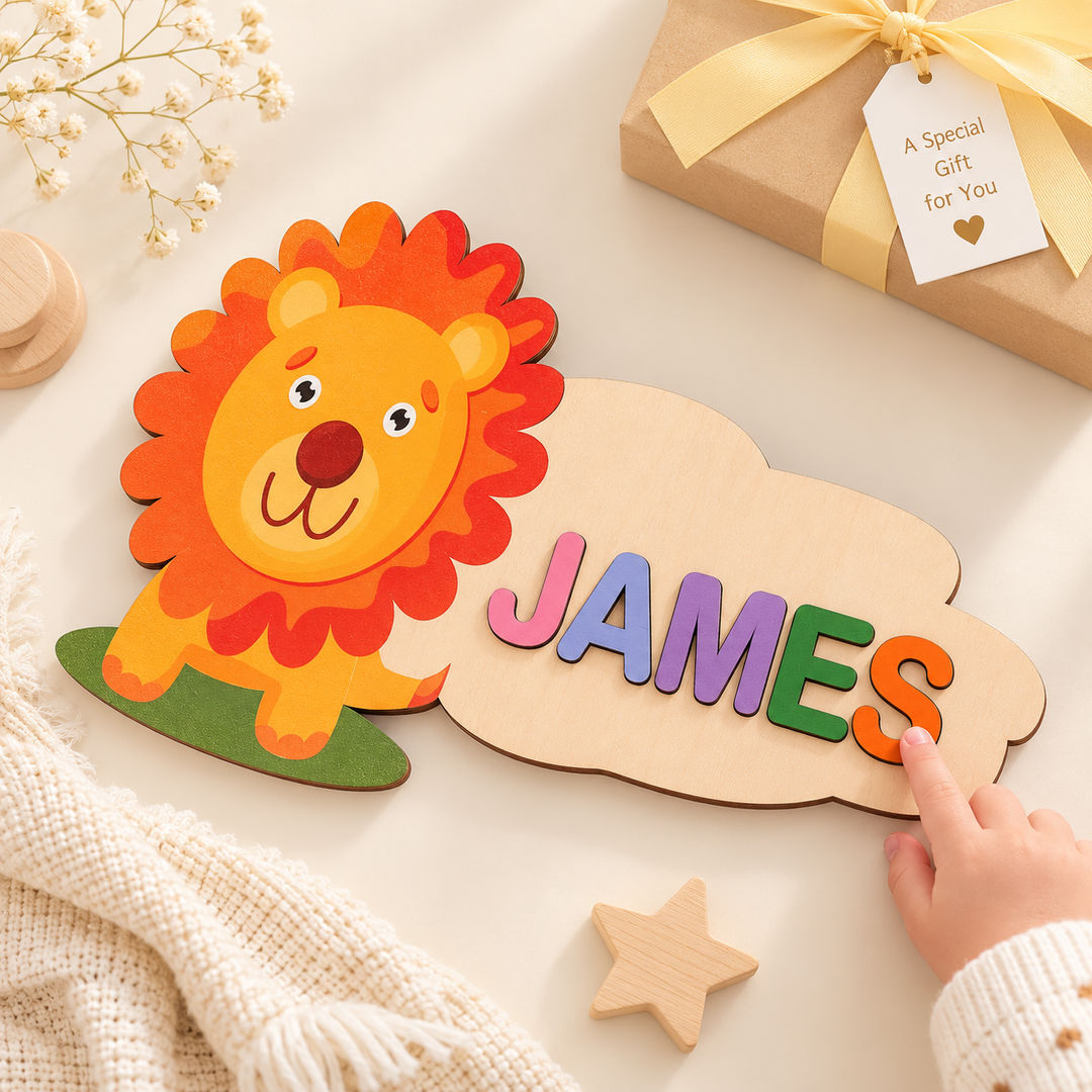 Wooden Cartoon Baby Name Puzzle