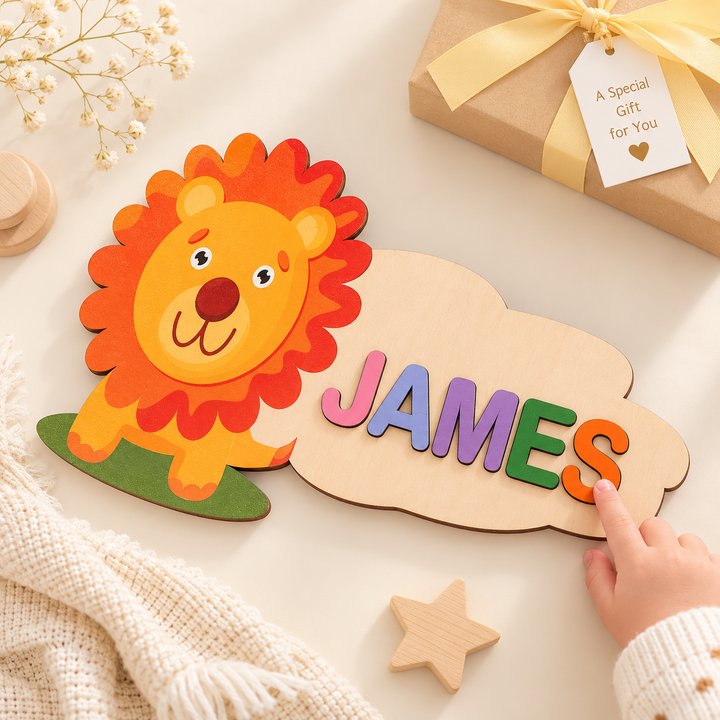 Wooden Cartoon Baby Name Puzzle