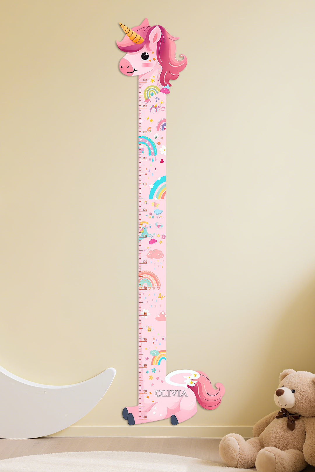 Personalised Wooden Unicorn Height Growth Chart for Girls