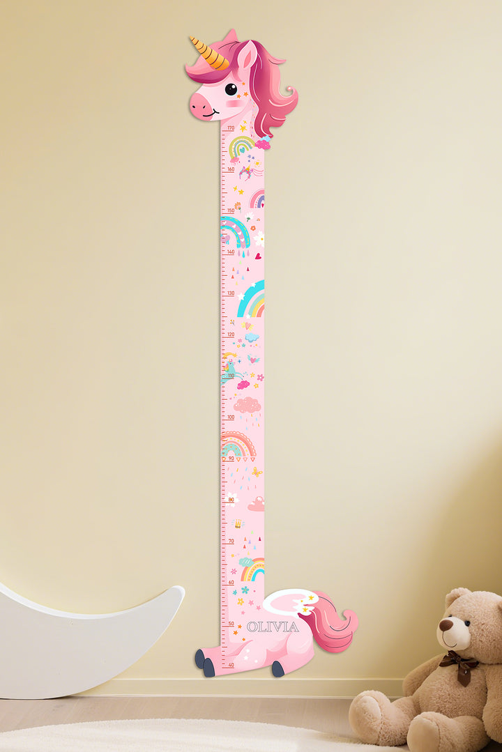 Personalised Wooden Unicorn Height Growth Chart for Girls