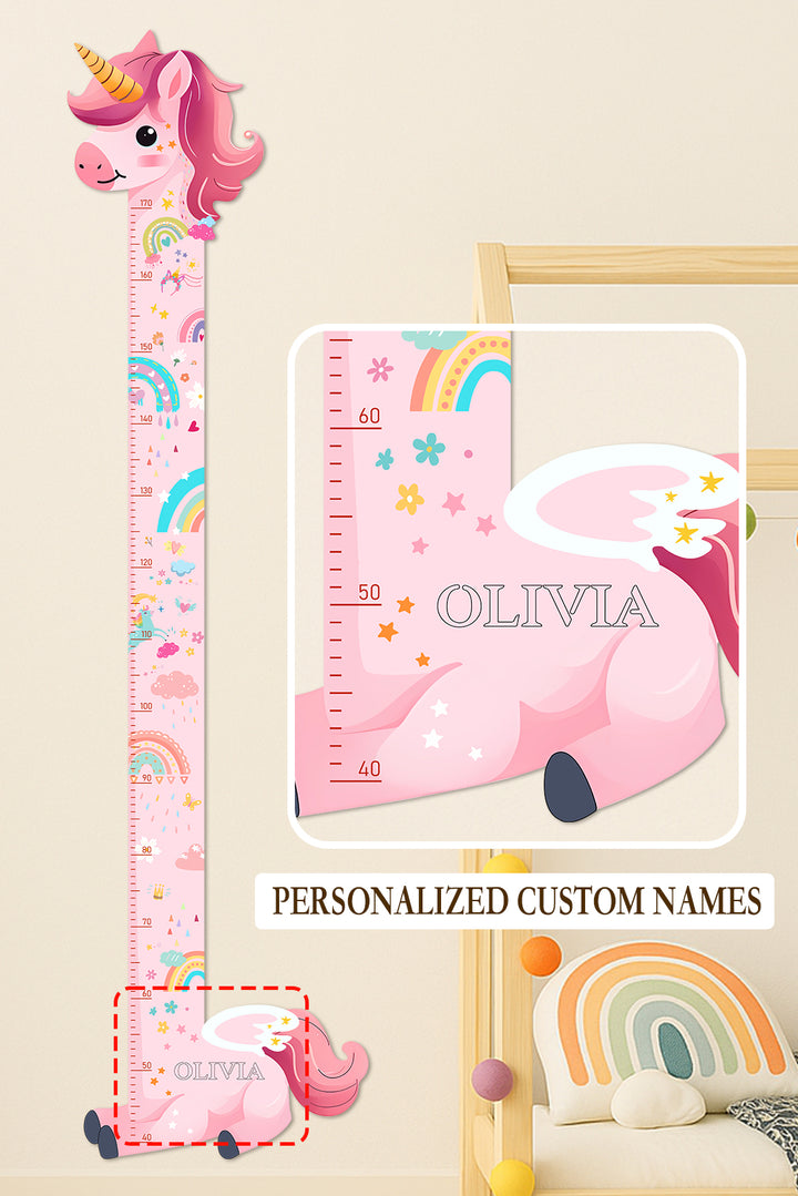 Personalised Wooden Unicorn Height Growth Chart for Girls