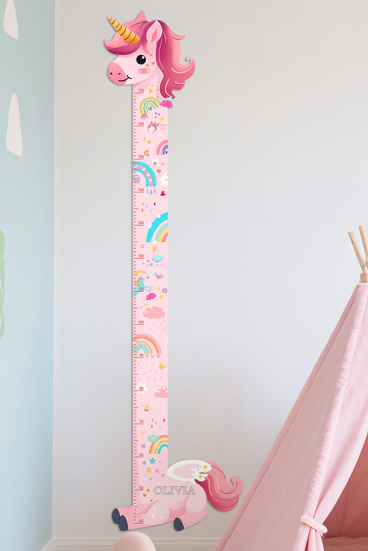 Personalised Wooden Unicorn Height Growth Chart for Girls