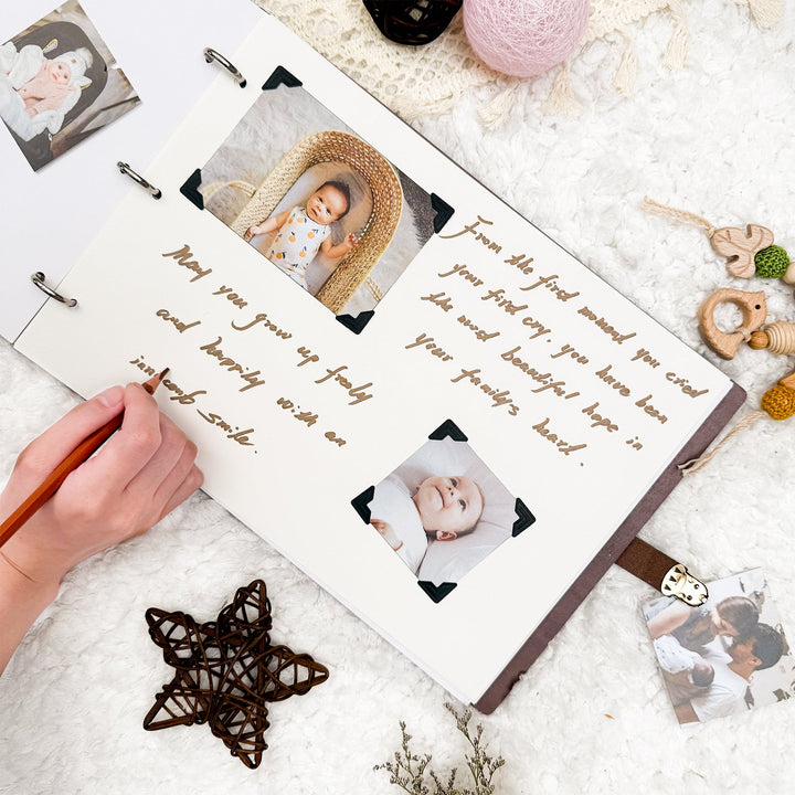 Wooden Baby Photo Album – Footprint Cover