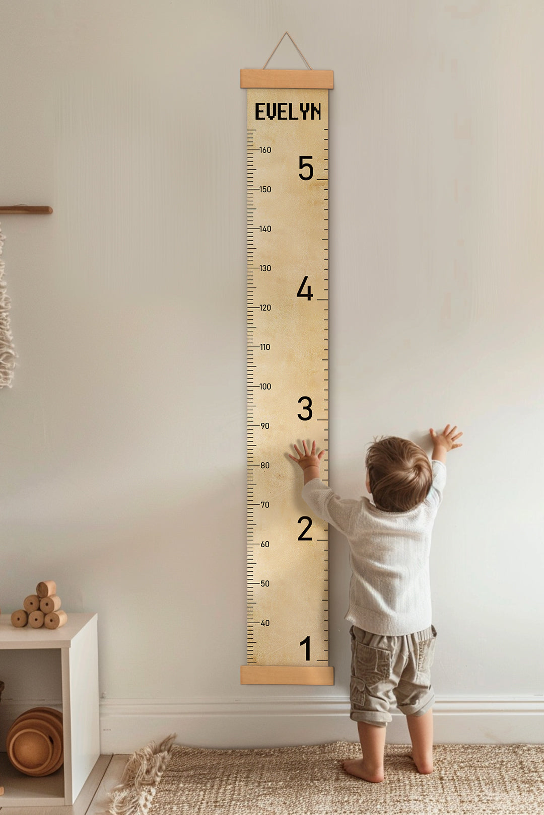 Personalized Vintage Style Hanging Canvas Height Ruler