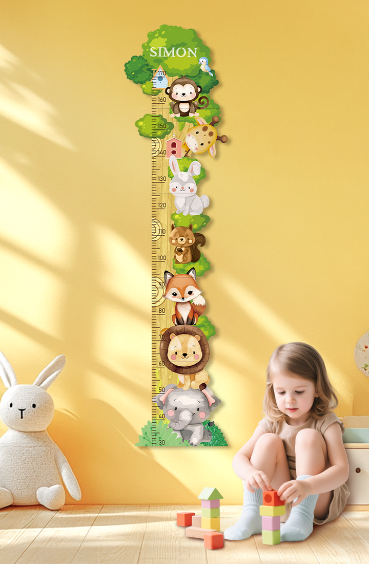 Personalised Wooden Forest Friends Growth Chart