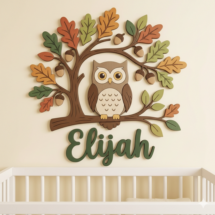 Personalised Wooden Nursery Name Sign – Cute Animal Themes