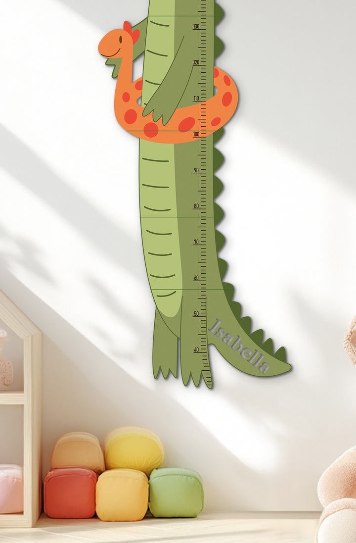 Personalised Wooden Crocodile Growth Chart for Kids Room