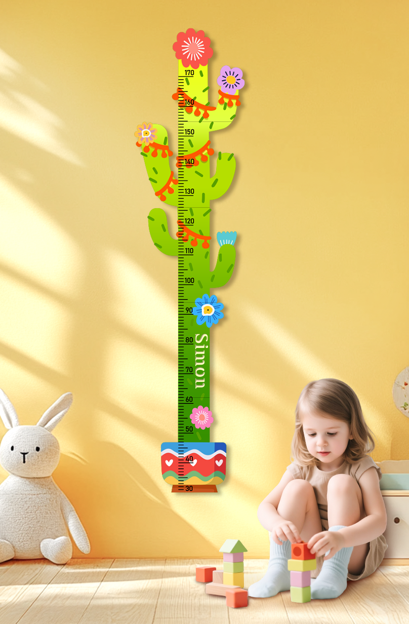 Personalised Cactus Wooden Growth Chart for Kids