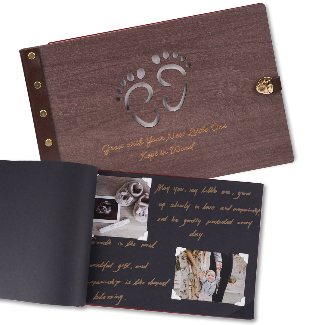 Wooden Baby Photo Album – Footprint Cover