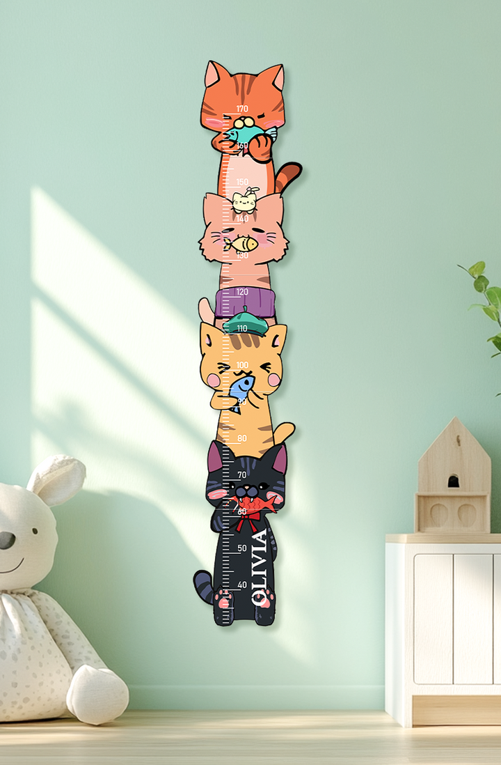 Personalised Wooden Stacked Cats Growth Chart