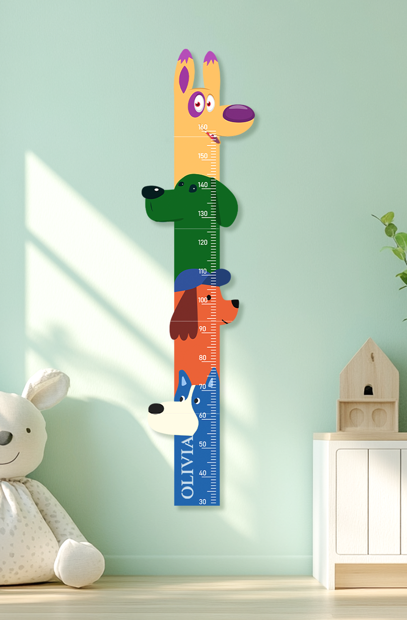 Personalised Wooden Colorful Dog Parade Growth Chart