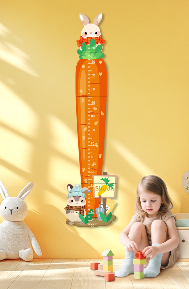 Personalised Carrot Bunny Wooden Growth Chart for Kids