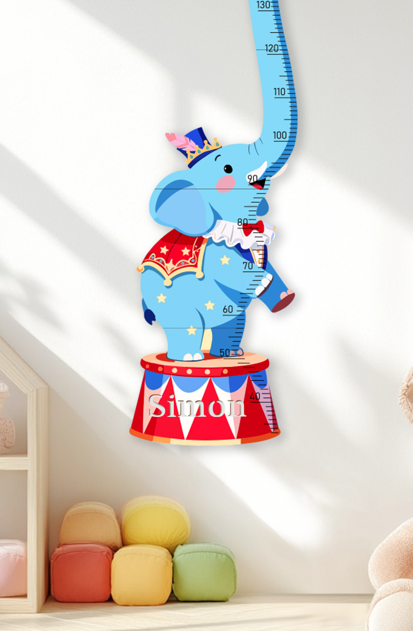 Personalised Wooden Circus Elephant Growth Chart for Kids
