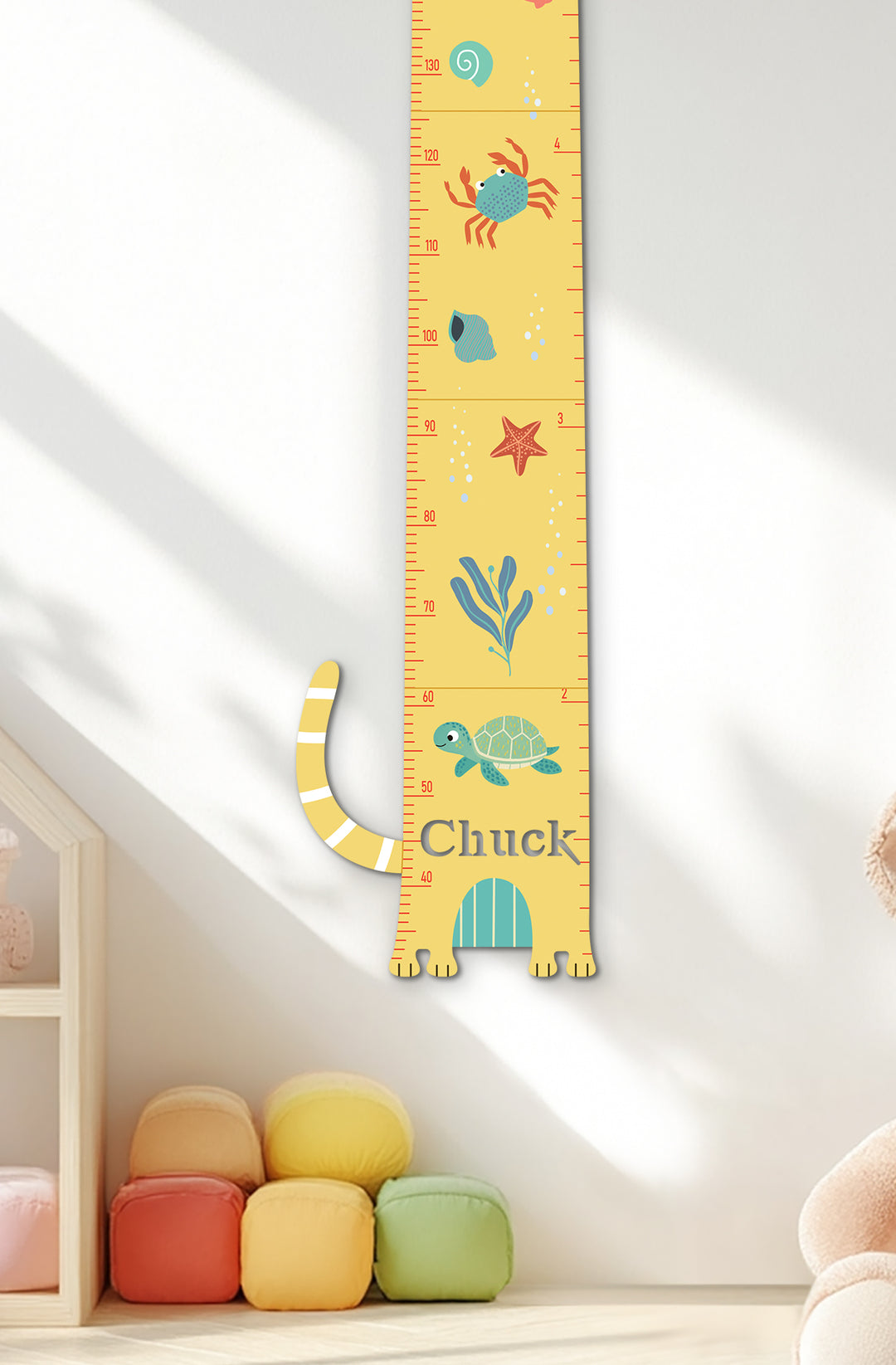 Personalised Wooden Cat Growth Chart for Kids Room