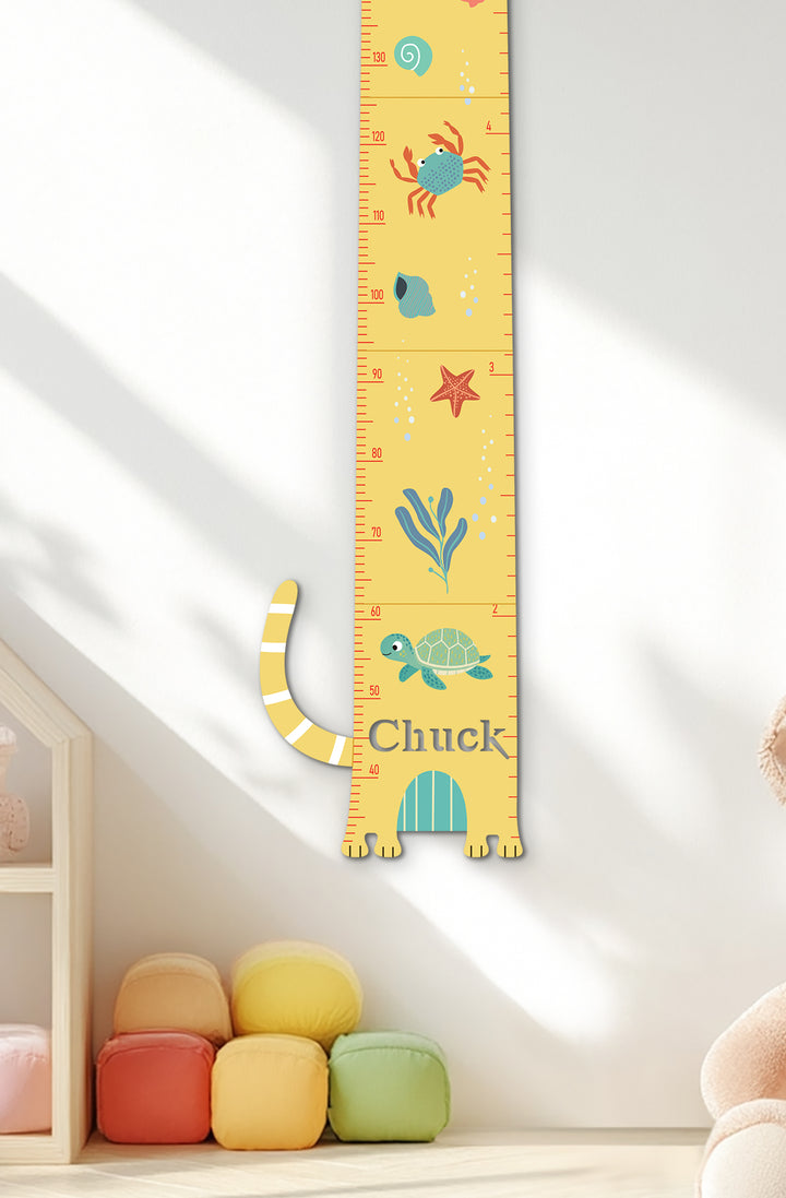 Personalised Wooden Cat Growth Chart for Kids Room