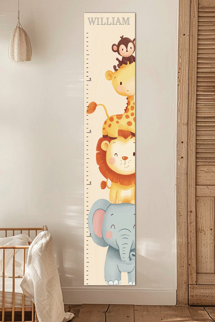 Personalized Wooden Safari Animal Growth Chart Ruler