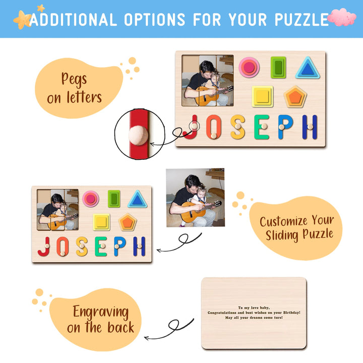 Personalized Photo & Name Stacking Puzzle Woodemon