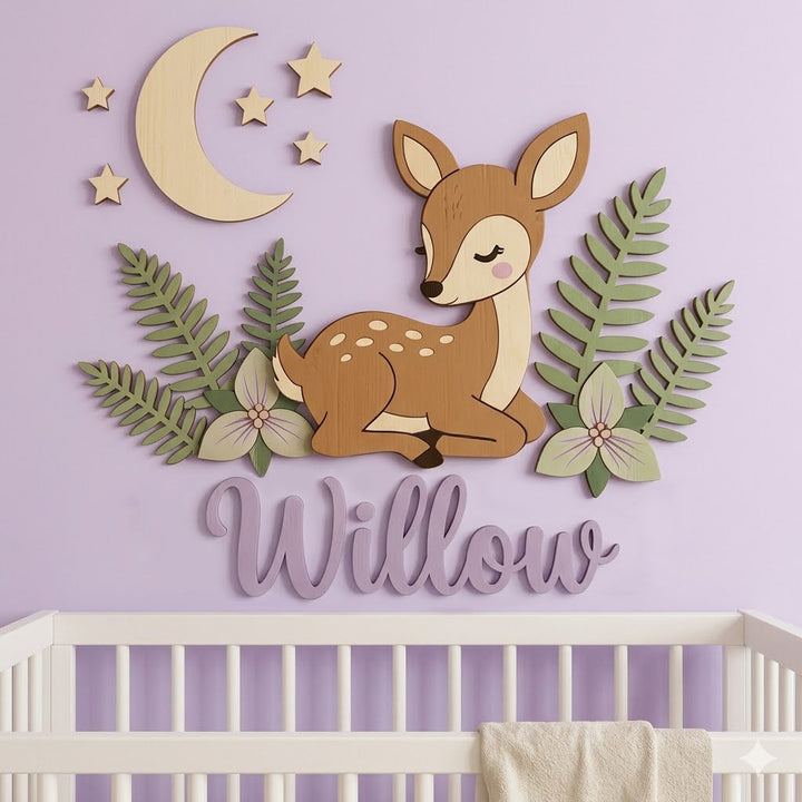 Personalised Wooden Nursery Name Sign – Cute Animal Themes