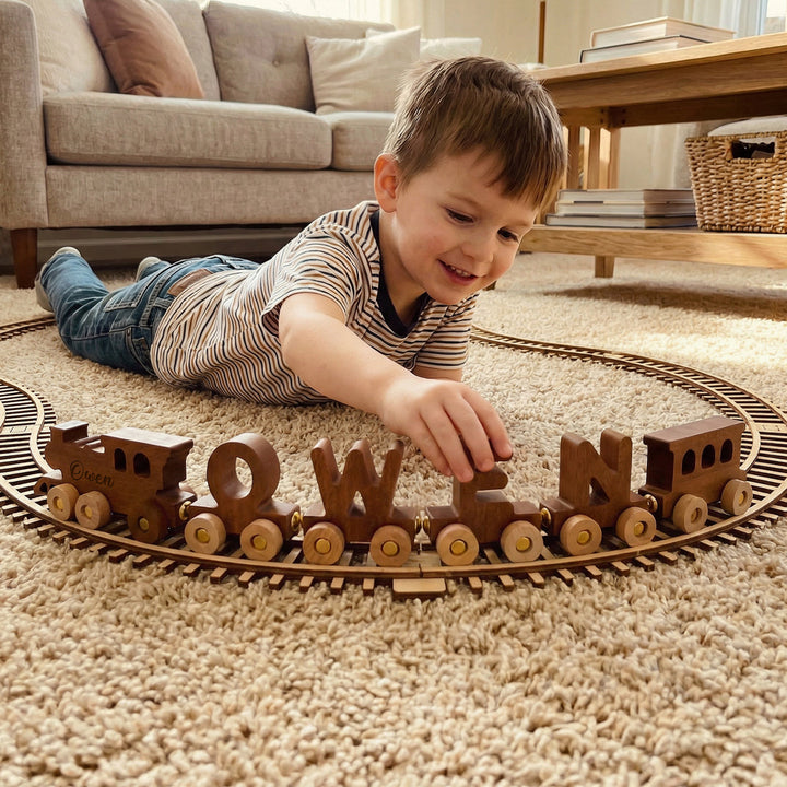 Personalised Wooden Train Set With Name
