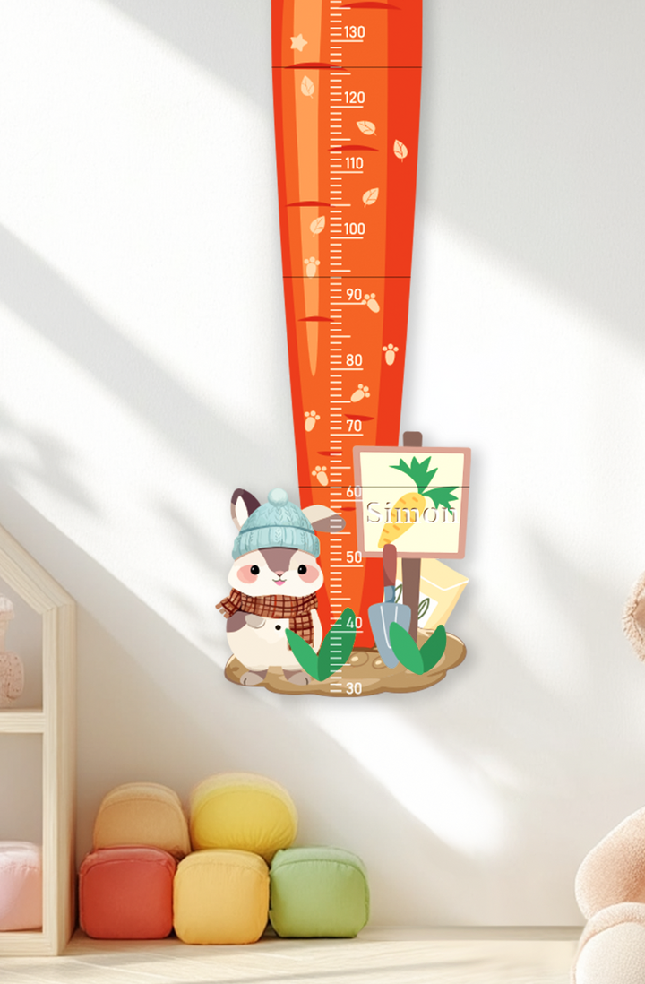 Personalised Carrot Bunny Wooden Growth Chart for Kids