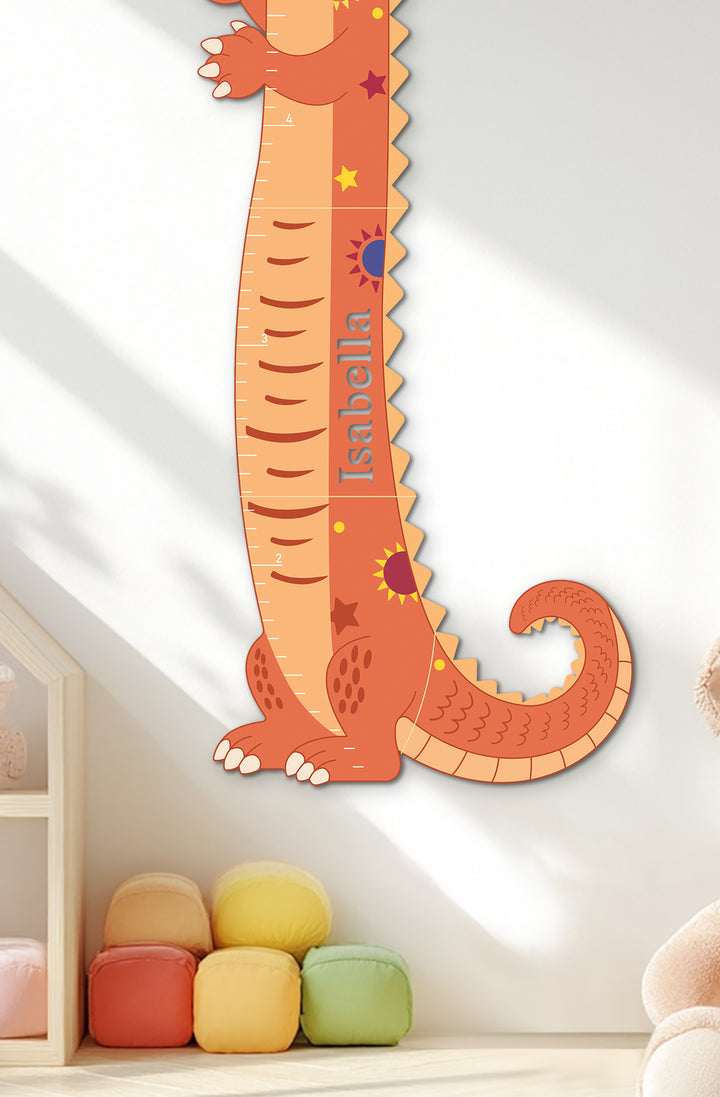 Personalised Wooden Dinosaur Growth Chart for Kids Room