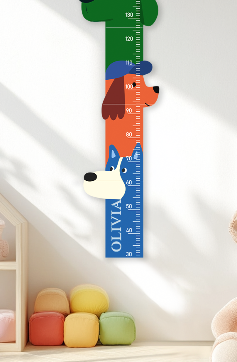 Personalised Wooden Colorful Dog Parade Growth Chart