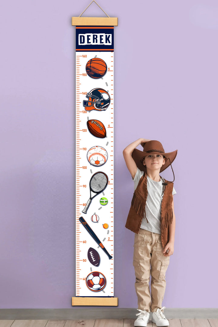 Personalized Sports Theme Hanging Canvas Height Ruler