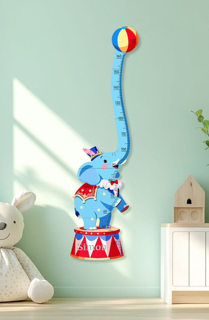 Personalised Wooden Circus Elephant Growth Chart for Kids