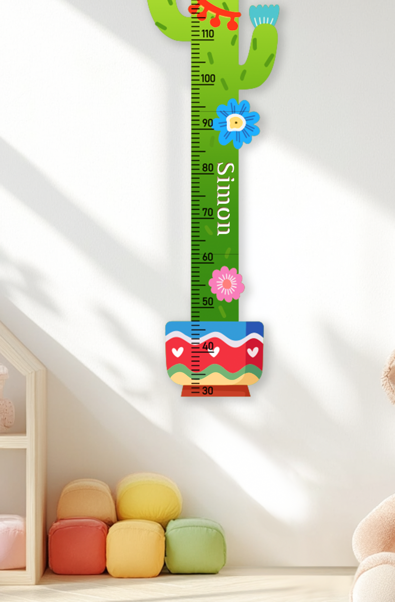 Personalised Cactus Wooden Growth Chart for Kids