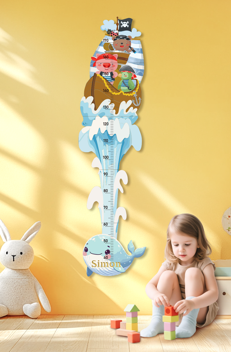 Personalised Wooden Pirate Adventure Growth Chart for Kids