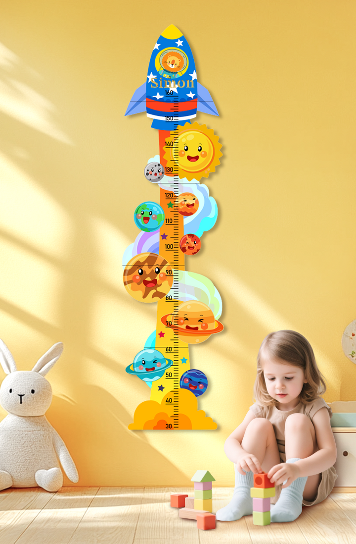 Personalised Space Rocket Wooden Growth Chart for Kids