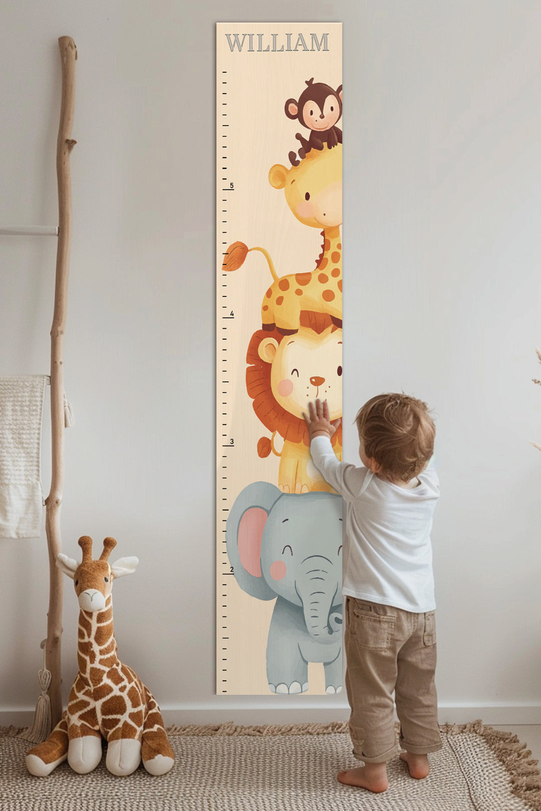 Personalized Wooden Safari Animal Growth Chart Ruler