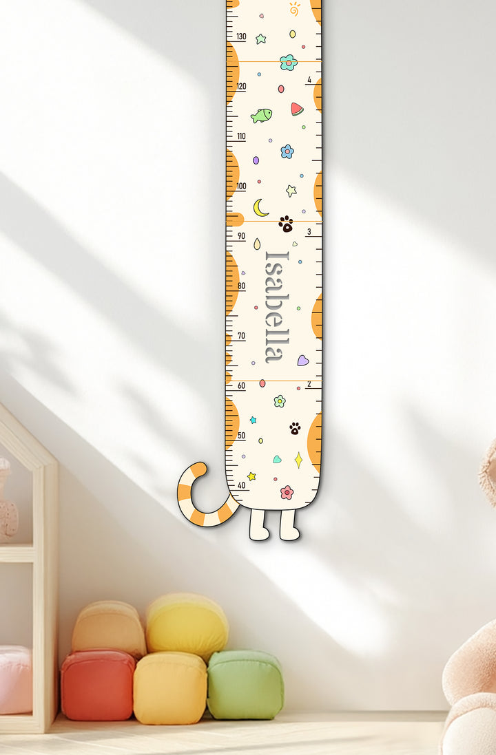 Personalised Wooden Milk Cat Growth Chart for Kids