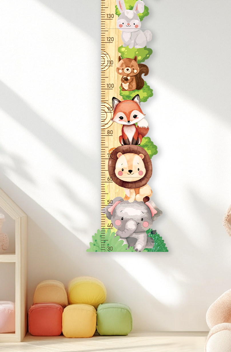Personalised Wooden Forest Friends Growth Chart