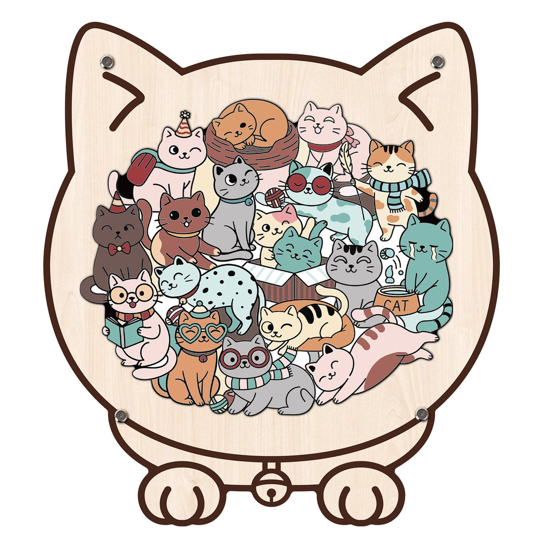 Wooden Kids Jigsaw Puzzle Cat Shaped Montessori Puzzle