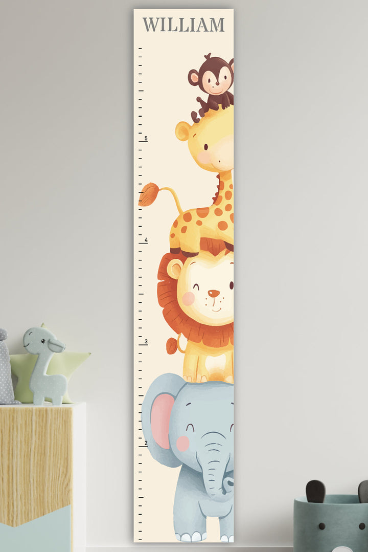 Personalized Wooden Safari Animal Growth Chart Ruler