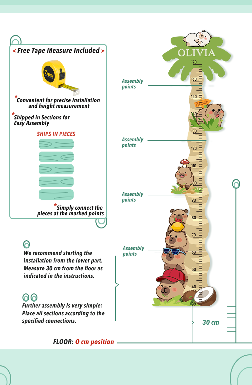 Personalised Wooden Coconut Bear Growth Chart