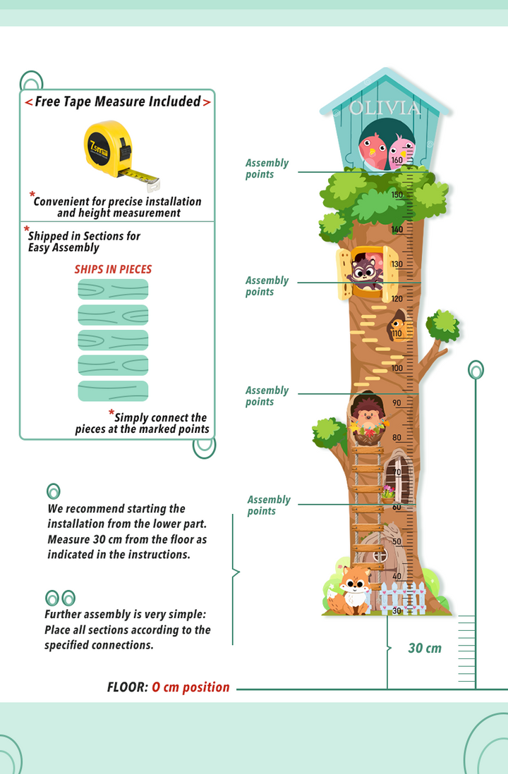 Personalised Wooden Treehouse Growth Chart