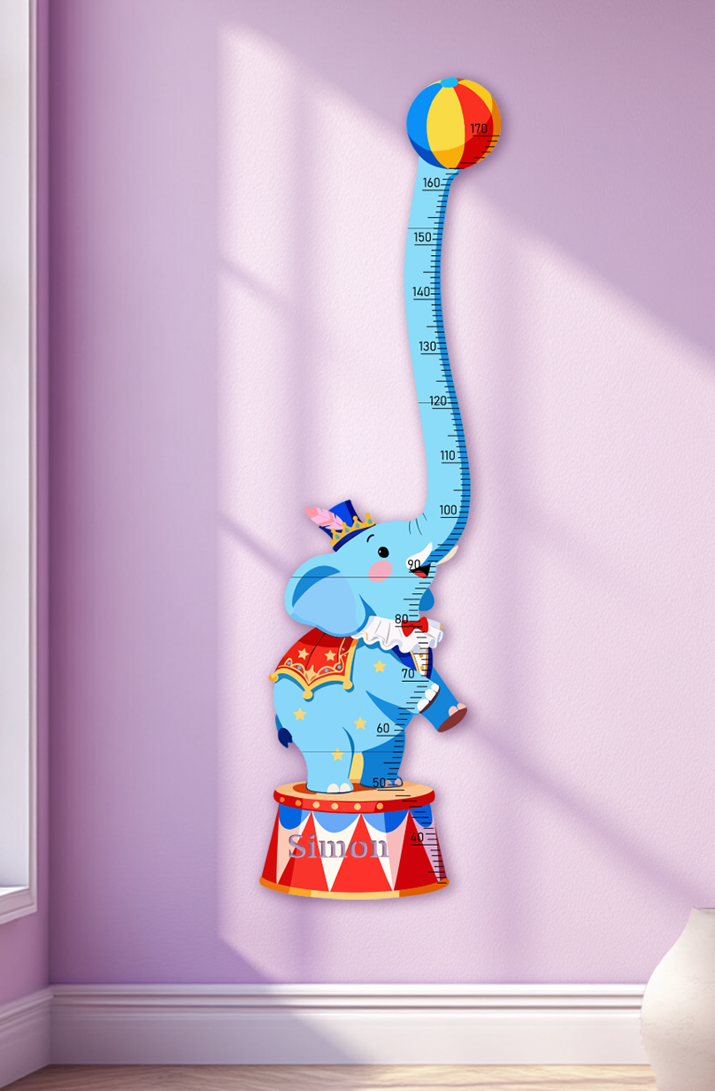 Personalised Wooden Circus Elephant Growth Chart for Kids