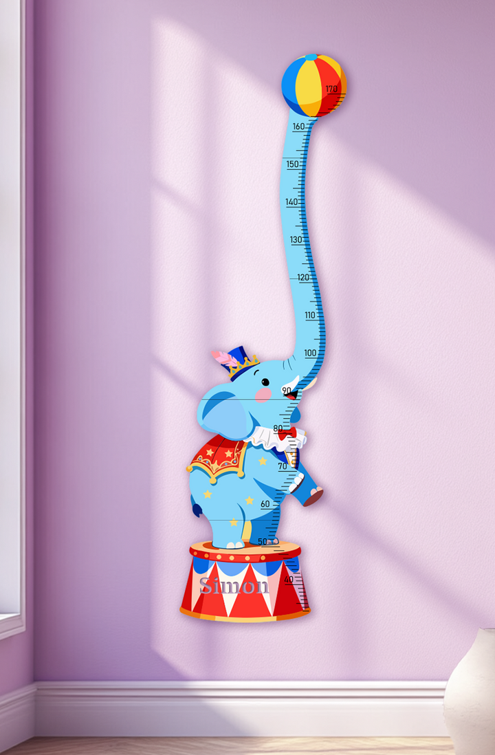 Personalised Wooden Circus Elephant Growth Chart for Kids