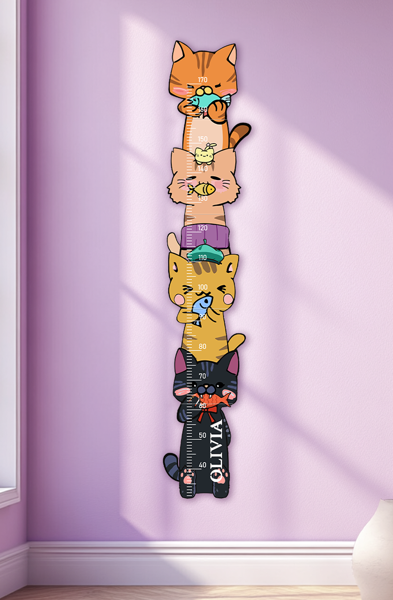 Personalised Wooden Stacked Cats Growth Chart